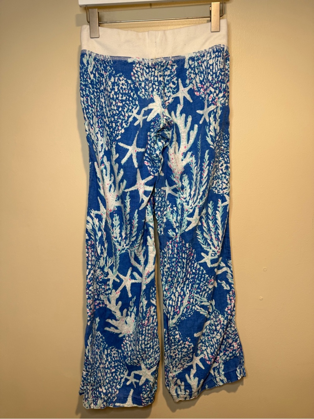 Lilly Pulitzer The Beach Pant Blue Starfish & Coral Print Linen Small - Picture 2 of 8